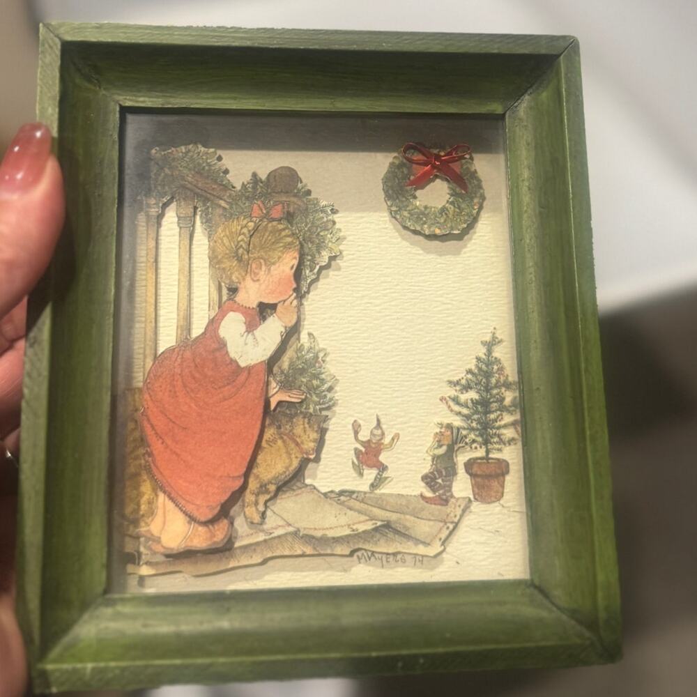 3-D American Greetings Framed art vintage Christmas scene